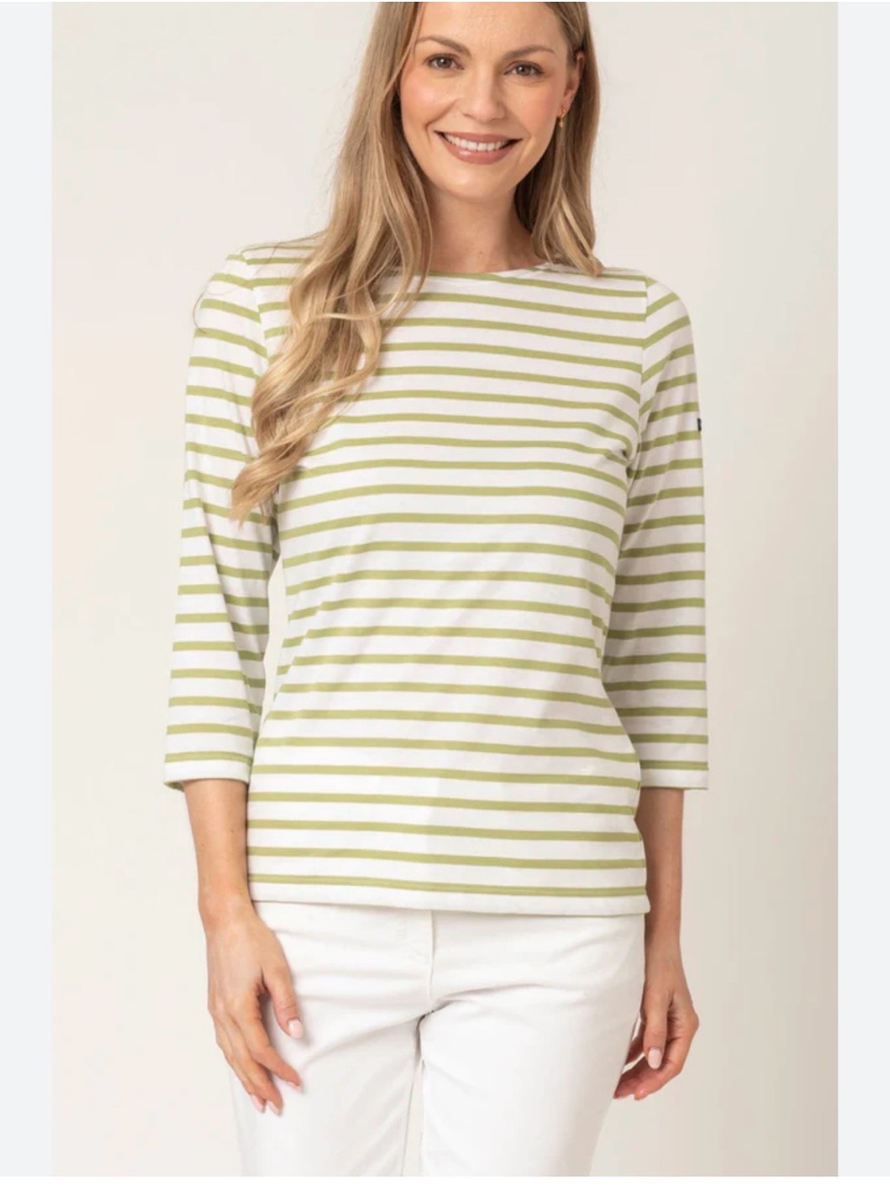 Saint James Galathee II Striped 3/4 Sleeve 100%Cotton Summer Casual Top Sz 4(S)